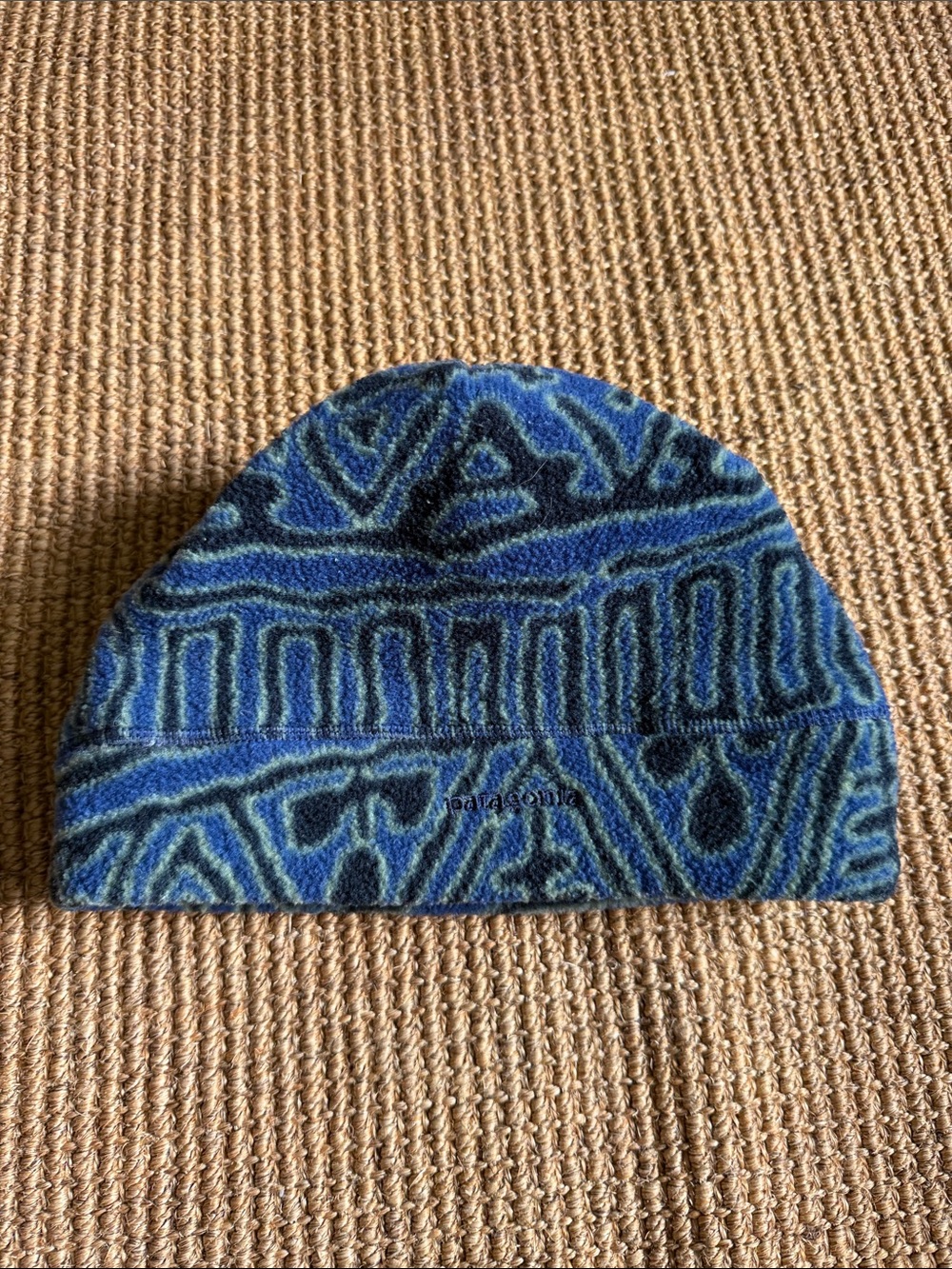 Patagonia Vintage Switchback Sagebrush Blue Patterned Fleece Beanie 1998 size L